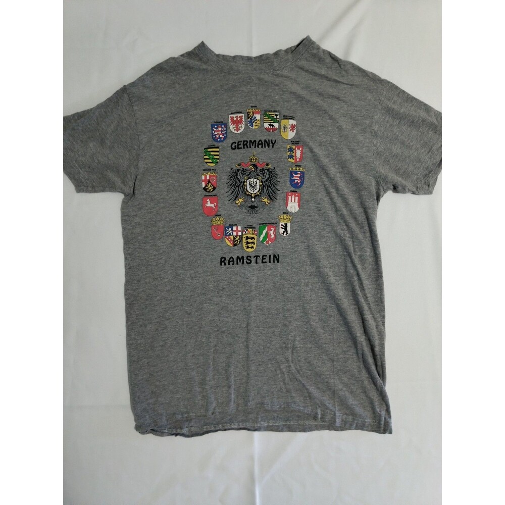 Germany Ramstein T Shirt Size L Gray German State Crests Eagle Souvenir Tee